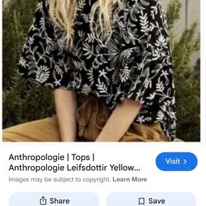 Anthropologie Black and White Floral Blouse